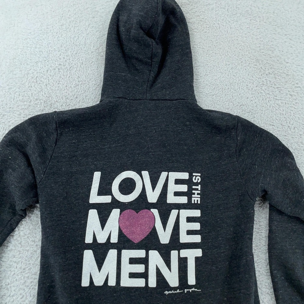 Spiritual Gangster Love Is The Movement Hoodie Womens Small Charcoal Zip